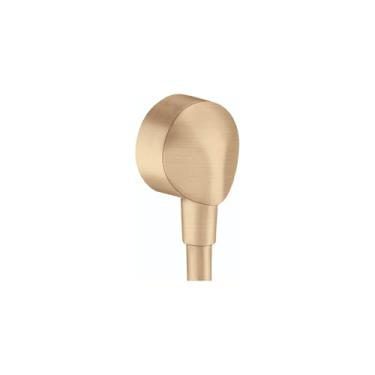Imagem de hansgrohe FixFit – Tomada de parede para chuveiro portátil com conexão de rosca de 1,27 cm, montagem embutida moderna redonda em bronze escovado, 27458143