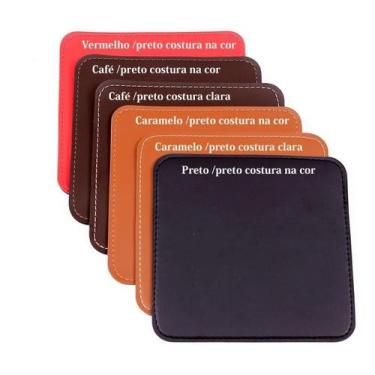 Imagem de Mouse Pad 20X20 Em Couro Dupla Face Preto Costura Na Cor - Agap
