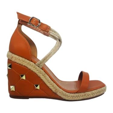 Imagem de Sandália Anabela Feminina Corda Spyke Conforto Marrom Ambar Nanda Manu (37, Ambar)