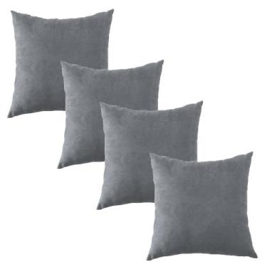 Imagem de Kit 4 Capas De Almofada Com Zíper 45x45cm Suede Lisa - FAMA CONFECÇÕES