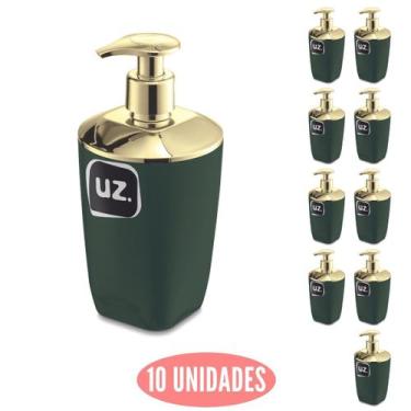 Imagem de Conjunto 10 Porta Sabonete Liquido Slim Verde com Dourado UZ