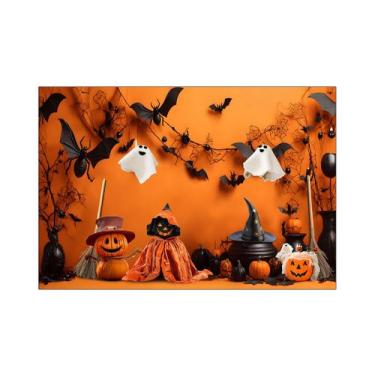 Imagem de Fundo Fotográfico 2,20 x 1,50 - Halloween Decoração Laranja com Preto 