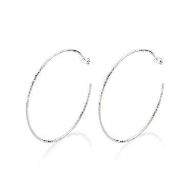 Imagem de Brincos rommanel prata 925 feminino meia argola grande maxi aro torcid