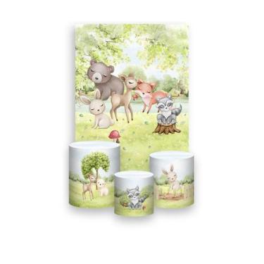 Imagem de Painel De Festa Vertical 1,50 x 2,20 + Trio De Capas Cilindro - Bosque