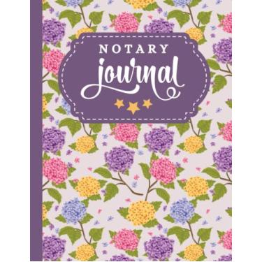 Imagem de Notary Journal: 8.5x11 Large Notarial Logbook/With 200 Numbered Pages - Two Record Logs Per Page / 400 Records/Ledger Book Gift For Signing Agents/Pink Purple Yellow Hydrangea Floral Pattern