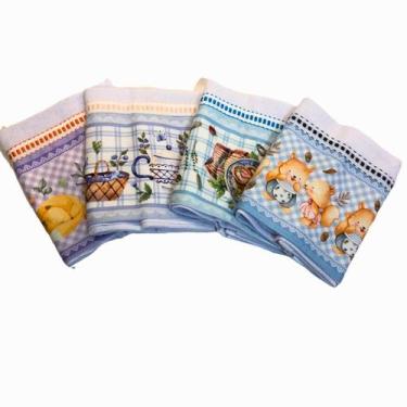 Imagem de Pano De Copa Prato Gourmet Kit 12 Peças Acabamento Premium - Alo Decor