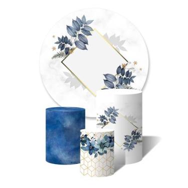 Imagem de Trio de Capas Cilíndricas + Painel Redondo Sublimado c/ Elástico Flore