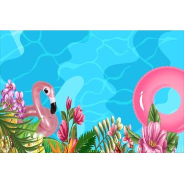 Imagem de Painel de Lona Tropical Piscina - Fabrika de Festa, 300x200cm