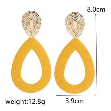 Imagem de Brincos Amarelo E Dourado Sobrepor Delicado Feminino Festa L - anjo da