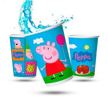 Imagem de 12 Copos de papel decoração Peppa Pig 180ML festa aniversário - Regina