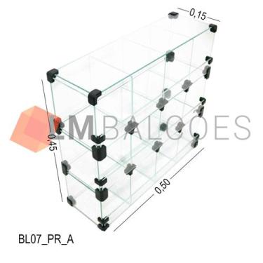 Imagem de Baleiro Expositor Preto de Vidro - 0,50 x 0,45 x 0,15m - LM Balcoes