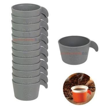 Imagem de Conjunto Copete 12 Porta Copos Descartável Cantinho Café Plástico Cinz