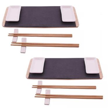 Imagem de Kit 14 Peças para Sushi Melamina e Bambu Restaurante Japones - Lyor
