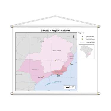 Imagem de Banner Mapa Escolar Região Sudeste Geografia 100X80Cm - Plimshop