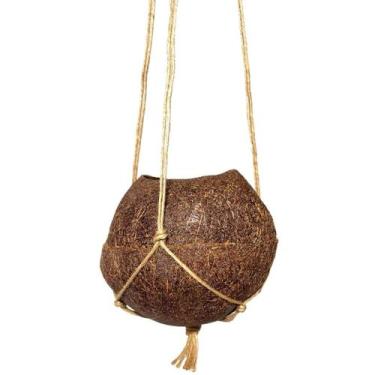 Imagem de Vaso Kokedama Suspenso 10x11cm Fibra De Coco Natural Flores - Coquim