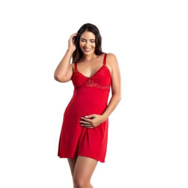 Imagem de Camisola Amamentação com Renda e Click Maternidade - Roupa De Dormir, 