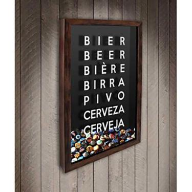 Imagem de Quadro Porta Tampinhas Cerveja no mundo - Quadro Novo, 26x36, Marrom