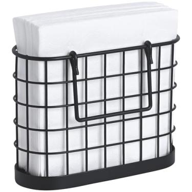 Imagem de HOMECLASS6 Porta-guardanapos preto - Porta-guardanapos vintage para decoração de casa de fazenda. Porta-guardanapos de papel vertical para mesas, bar ou restaurante. Preto fosco.