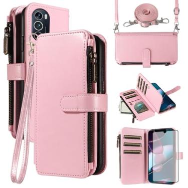 Imagem de Asuwish Capa de celular para Motorola Edge 30 Ultra 2022 com protetor de tela de vidro temperado e cordão com zíper, porta-cartões, suporte, suporte para celular, acessórios para celular Moto X30 Pro