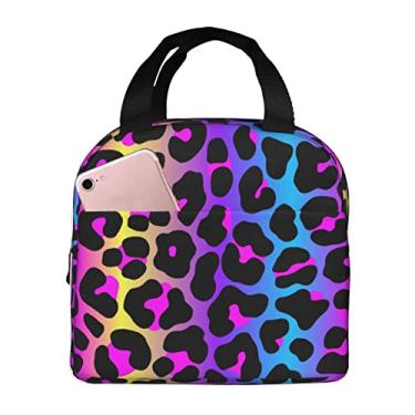 Imagem de Echoserein Leopard Neon Animal Print Lunch Bag Insulated Lunch Box Reusable Lunchbox Waterproof Portable Lunch Tote For Women Men Girls Boys