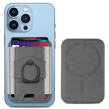 Imagem de Suporte magnético para cartão com alça de telefone, carteira Magsafe para Apple iPhone 14 Pro Max/14 Pro/14/13/12, carteira de couro MagSafe, carteira magnética para iPhone 14/13/12 Series, serve para