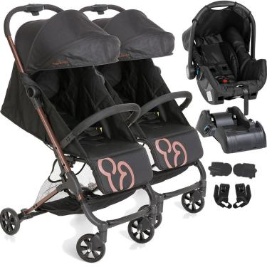 Imagem de Carrinho Gemeos Bebe Conforto Base Galzerano Duolee Cobre