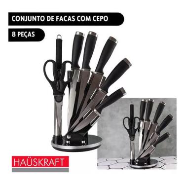 Imagem de Jogo De Facas C/ Suporte Cepo 8 Pçs Couper Cozinha Hauskraft - Etilux