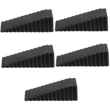 Imagem de 5 peças de cunha de batente de porta, para carpete, parte inferior do azulejo, concreto, tapete, piso de madeira, anticolisão e antiderrapante (preto)