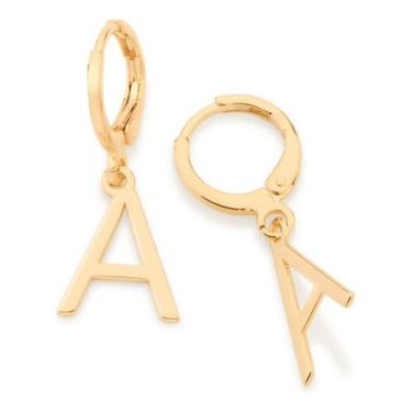 Imagem de Brinco Rommanel Argola Letras Penduradas Folheado 526614, Letra t, uni