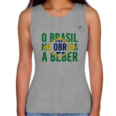 Imagem de Regata Feminina O Brasil me obriga a beber - Foca na Moda, Cinza, G