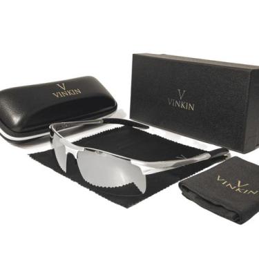 Imagem de Óculos de Sol Vinkin Masculino Esportivo Metal Polarizado UV, Espelhad