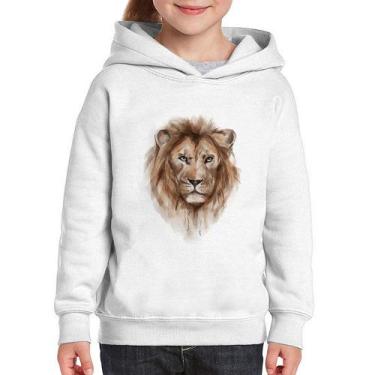 Imagem de Moletom Infantil Leão Watercolor - Foca na Moda, Branco, 14