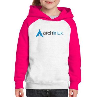 Imagem de Moletom Infantil Arch Linux Logo - Foca na Moda, Branco, Rosa, 12