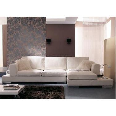 Imagem de Sofá de 3 Lugares com Chaise, Revestimento Sintético Branco - ESP004 -