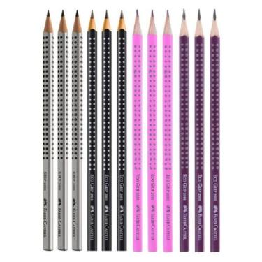 Imagem de Lápis Grafite Preto Faber-Castell Grip 2001 Nº2B 12 Unidades, 3 PT + 3
