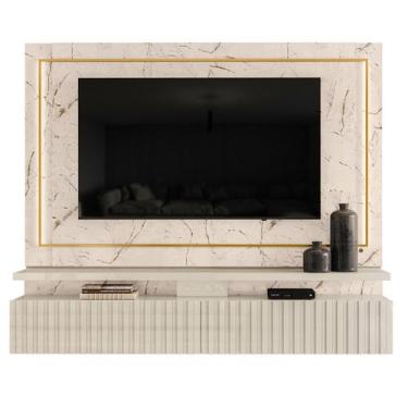 Imagem de Bancada Suspensa Gaia TVs Até 75 Calacata Off White 285136 Madetec