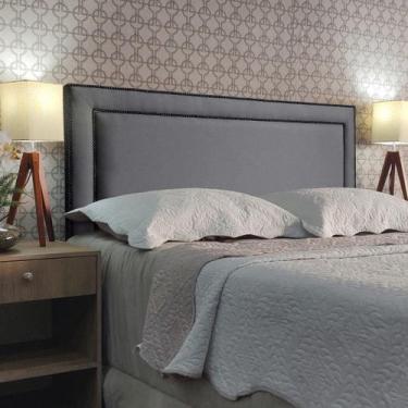 Imagem de Cabeceira King 195 Cama Box Diamond 2 Sevilha Cinza Linho Com Pés RBL