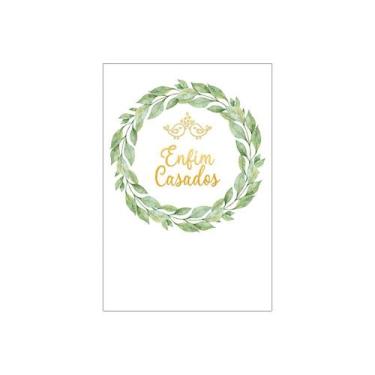 Imagem de Painel De Festa Vertical 1,50 x 2,20 - Enfim Casados Dourado Folhagens