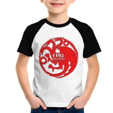 Imagem de Camiseta Raglan Infantil Fire and Blood Targaryen - Foca na Moda, Bran
