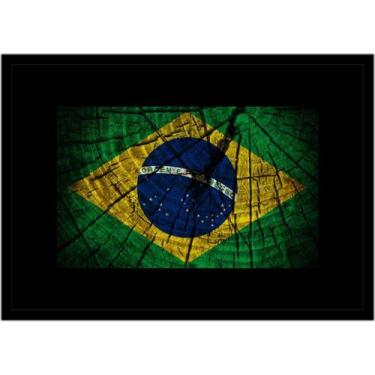 Imagem de Quadro Decorativo Bandeira Do Brasil Emblema País Salas Escritórios Lo