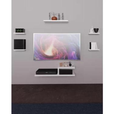 Imagem de Rack Suspenso Saturno Kit 6 peças - Mdf Tx Branco - Sala - Quarto - Co