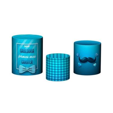 Imagem de Trio De Capa Cilindro - Dia dos Pais Azul Corações e Bigode 031 - Via 