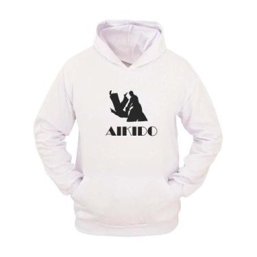 Imagem de Moletom Masculino Canguru Ragor Estampa Aikidô Moderno, M, Branco