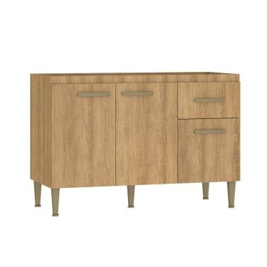 Imagem de Balcão 120cm sem Tampo para Pia 3 Portas 1 Gaveta Suprema Mel