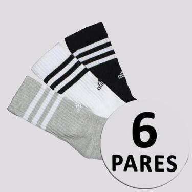 Imagem de Kit Meia Adidas 3S 6 Pares Cano Alto Cinza Branca, M