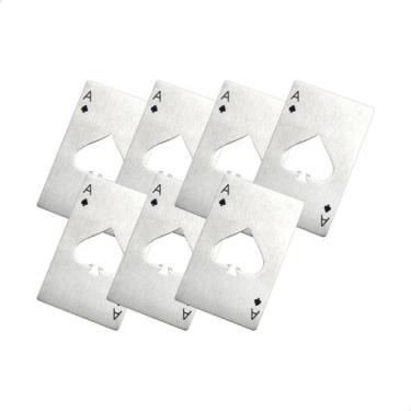 Imagem de Kit 7 Abridor De Garrafa Cerveja Carta Baralho As Espadas Aço Inox Met
