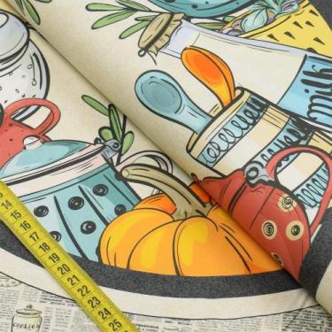 Imagem de Tecido Estampado para Patchwork - Mesa Posta Minha Cozinha : Sousplat 