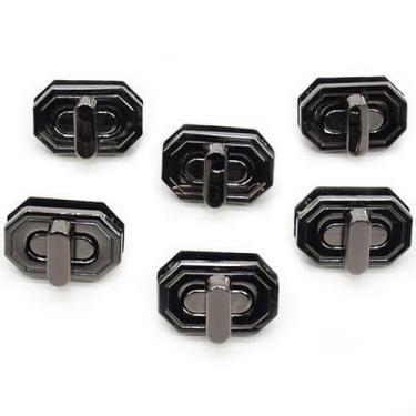Imagem de Fecho de Metal Retangular 2,8x1,8cm - 6 Unidades - CÍRCULO, PRETO
