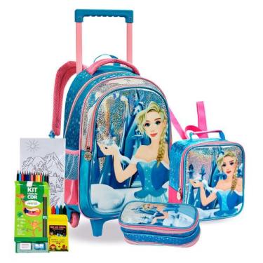Imagem de Kit Mochila Estojo e Lancheira Coleção Ice Girl Denlex, Ice girl