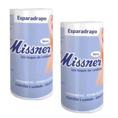 Imagem de Kit 2 Esparadrapo Impermeável 10cm X 4,5m Branco - Missner